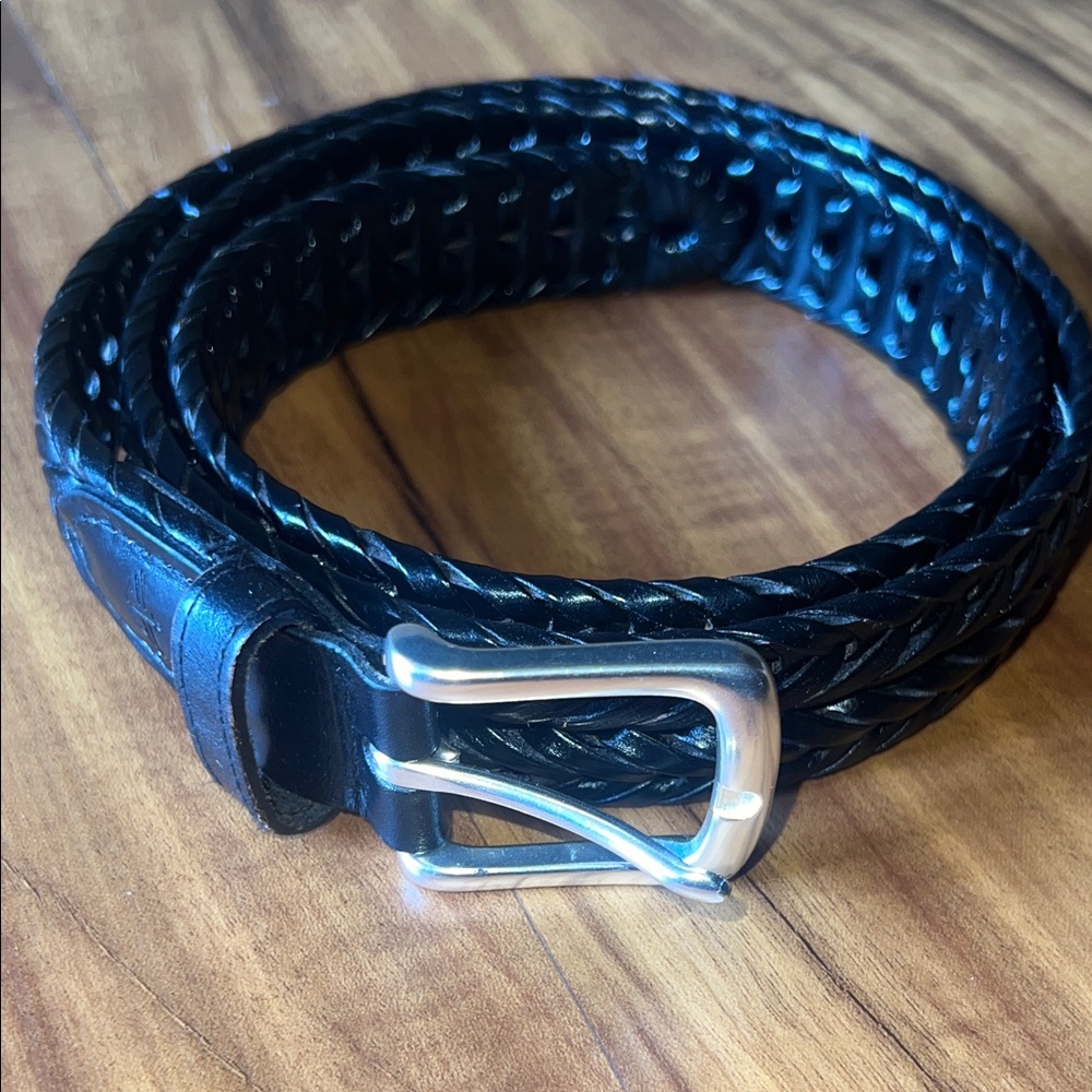 Men's Dockers Black Braided Leather Belt Size 38